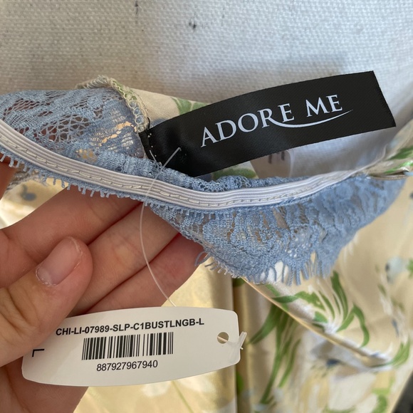 Floral Satin Lace Chemise NEW L Babydoll Daisy Flowers Spaghetti Strap V-neck - Picture 3 of 10